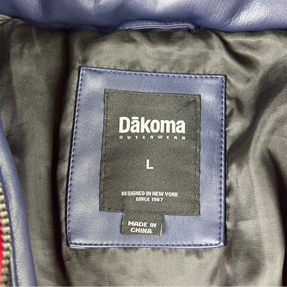 Women’s Dakota  Faux Leather Red White & Blue Bomber Jacket Size Large - Picture 6 of 7